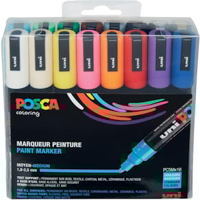 Paintmarker Uni POSCA PC-5M, 1,8-2,5 mm, etui van 16 stuks