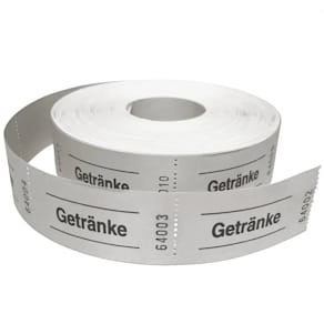 Gutscheinrolle WOLF & APPENZELLER Getränke, weiß, 57x30 mm, 1000 