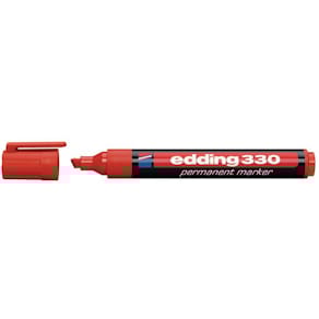 Märkpenna Edding 330 Röd, sned, 1-5mm, 10st