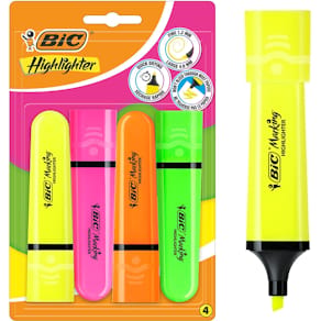 Markeerstift Bic Highlighter Flat, geassorteerde kleuren