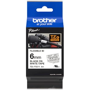 Schriftband Brother TZe-FX211, 6 mm x 8 m, schwarz auf weiß