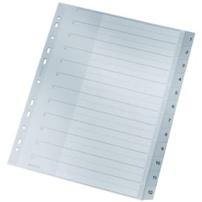 Register Leitz, A4, 1-12, grau