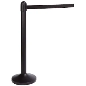 Avspärrningsstolpe med band svart/svart SECURIT, 210cm (exkl. fot)