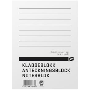 Anteckningsblock A6 100 blad TF linjerat