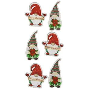 Weihnachtsetikett Rössler, Wichtel-Motiv, rot/grün, 6 Stück