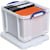 Opbergdoos Really Useful Box, 35 liter, wit met blauwe handvaten
