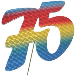 Jubiläumszahl Noname, 75, bunt, mit Draht, 8 cm