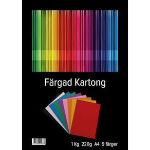Kartong A4 220g, 9 färger, 1kg