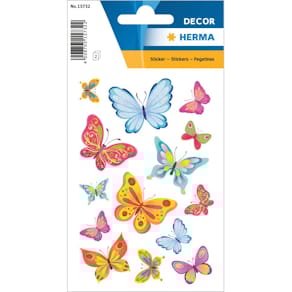 Schmucketikett HERMA DECOR Schmetterlinge, 2 Blätter, bunt