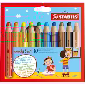 Farbstift STABILO woody 3 in 1, 10er Etui, sortiert