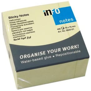 Notes Kub, 75x75mm, gul, 400bl