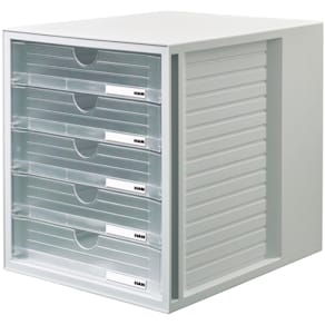 Schubladenbox HAN Systembox, 5 Schubladen, grau/transp.