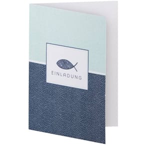 Einladungskarte RÖSSLER Johanna, blau, 5 Karten/5 Umschläge, B6hd