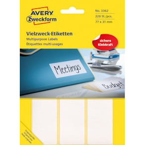 Etiketten Avery Zweckform, 77 x 31 mm, 224 St., weiß