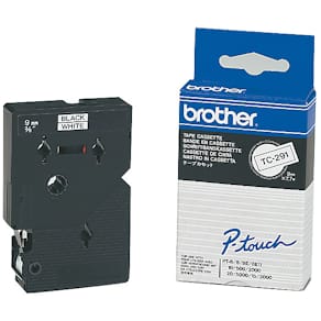 Schriftband Brother, 9 mm x 7,7 m, weiß/schwarz