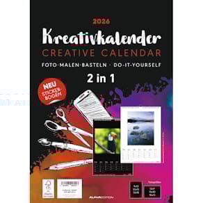 Bastelkalender Alpha 2026, schwarz/weiß, A4