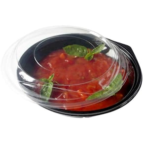 Plastlåg til salatbowl, rund Ø215 mm, 25 mm, A-PET klar, 300 stk