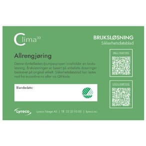 Bruksetikett CLIMA30 Allrengjøring