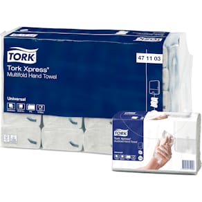 Handduk TORK Uni H2 2-lag vit 3800/fp