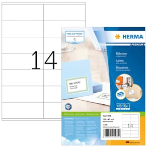 Universaletiketten HERMA A4, 105x41 mm, weiß, 14 Etiketten/Blatt,