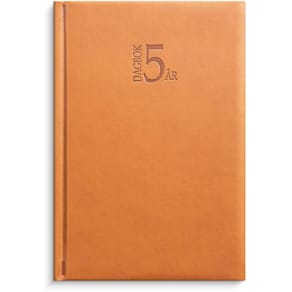 Burde 5-Årsdagbok Konstläder Cognac, en dag/sida, 142x205mm