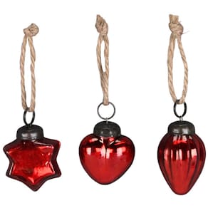 Weihnachtsbaumschmuck, Glas, rot, sortiert