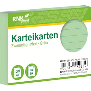 Karteikarten RNK, A8, 100 St., grün