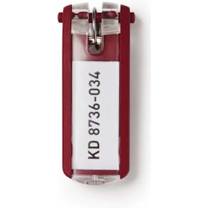 Nøgleskilte Durable KEY CLIP, 25x65 mm rød