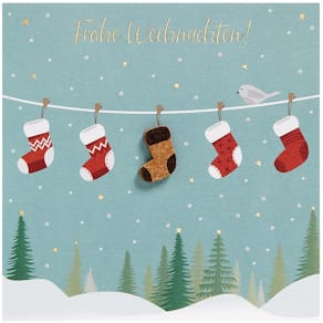 Weihnachtskarte PERLEBERG Moments Collection Socke, bunt, mit Ums