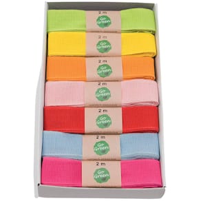 Zierband GOLDINA Nature, 25 mm, 2 m, sortiert