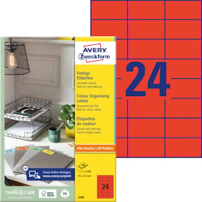 Universaletiketten Avery Zweckform, 70 x 37 mm, rot