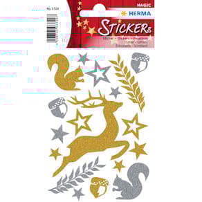 Schmucketiketten HERMA Waldtiere glittery, 18 St.