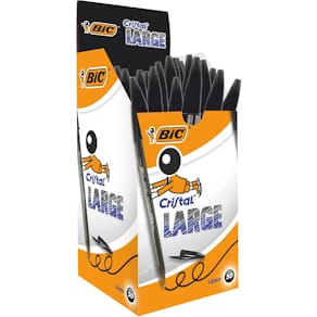 Balpen Bic Cristal Large, brede punt, zwart