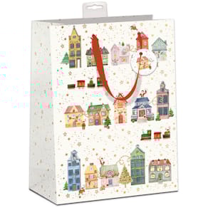 Geschenktragetasche SKORPION, Weihnachten, Häuser, bunt
