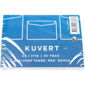 Kuvert konsument C6 80g remsa vit 50/fp