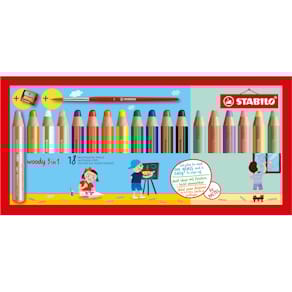Kleurpotlood STABILO woody 3in1, etui van 18 stuks