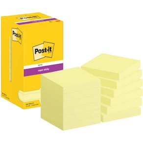 Haftnotizblock Post-it Super Sticky, 76x76 mm, gelb, 12x90 Blatt