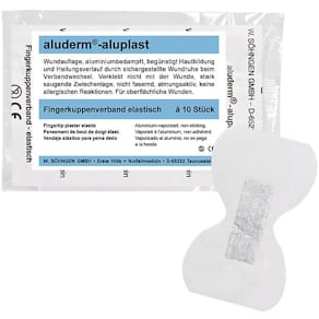 Fingerkuppenverband aluderm+silber aluplast elastisch, 10 Stück,