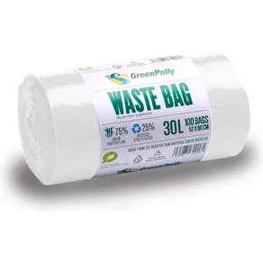 Papperskorgspåse HDPE 30L 11my vit 100/rl