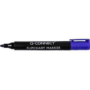 Flipchartmarker Q-CONNECT, 2-3 mm, ronde punt, met clip, blauw