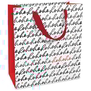 Geschenktasche BRAUN + COMPANY Hohoho Lettering, weiß/rot