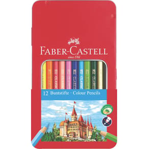 Buntstifte Faber-Castell, 12er Metalletui, hexagonal, sortiert