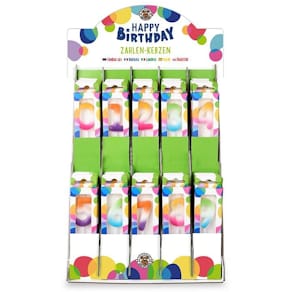 Geburtstagskerze TRENDHAUS, Zahl 0–9, sortiert, ca. 12,8 cm