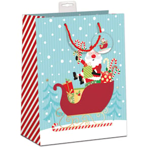 Geschenktragetasche, Weihnachtsmotiv Kind Schlitten