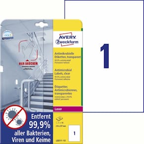 Etiketter Avery transparente L8011-10, 10 ark