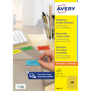 Kennzeichnungsetiketten Avery Zweckform, 45,7x21,2 mm, gelb, 20 B
