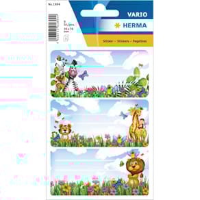 Schuletiketten HERMA Dschungel, bunt, 18 Stück