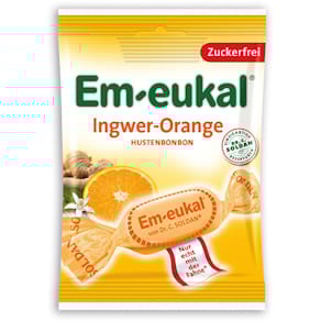 Hustenbonbons Em-eukal, zuckerfrei, Ingwer Orange