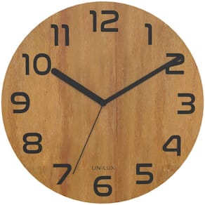 Wanduhr UNILUX, Ø 30 cm, schwarz/bambus