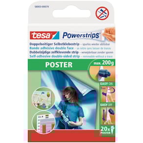 Posterstrips tesa Powerstrips, 15x81 mm, 20 Stück, weiß